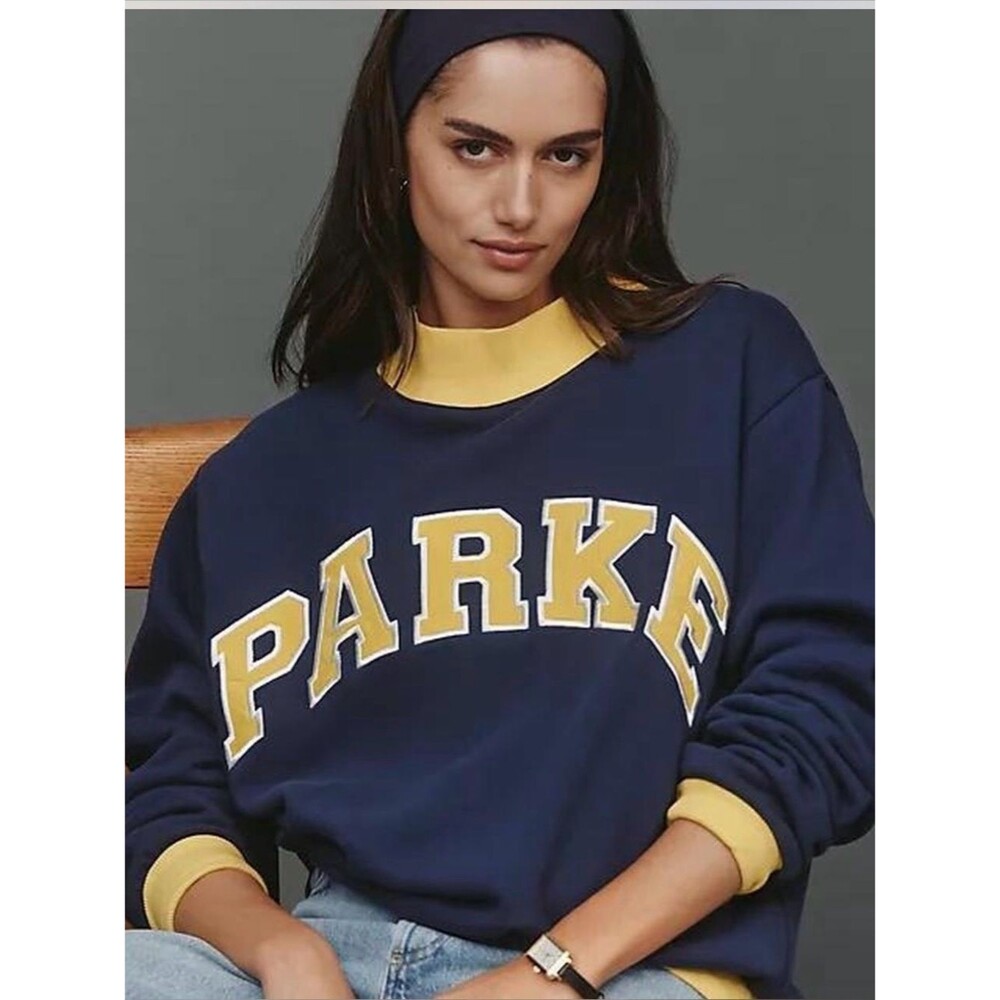 NIB PARKE Back to School Two Tone Varsity Mockneck